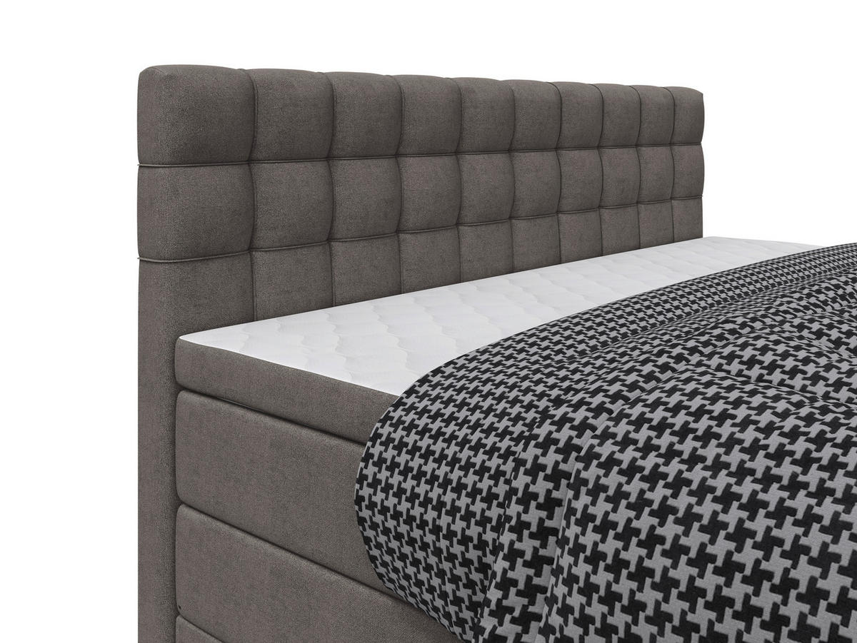 BOXSPRINGBETT 160/200 cm,  in Dunkelgrau, Bettkasten, Topper, Matratzen, H3 = fest  - Dunkelgrau/Schwarz, KONVENTIONELL, Kunststoff/Textil (160/200cm) - Boxxx