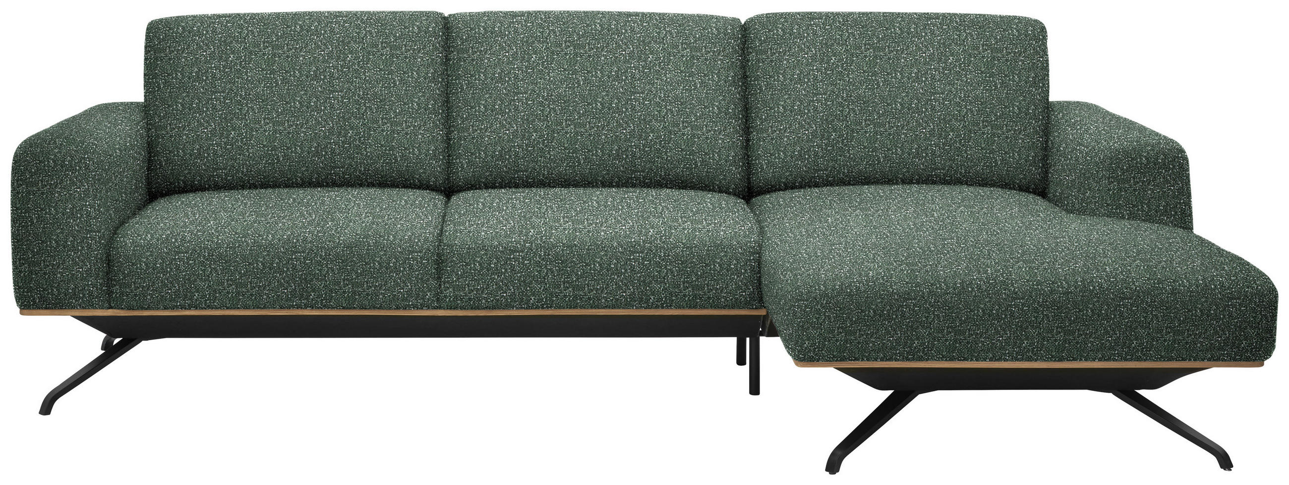 ECKSOFA in Struktur Grün  - Schwarz/Grün, Design, Textil/Metall (262/157cm) - Novel