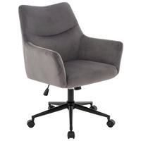DREHSTUHL Samt Grau, Schwarz  - Schwarz/Grau, Design, Textil/Metall (64/90-98/68cm) - Carryhome