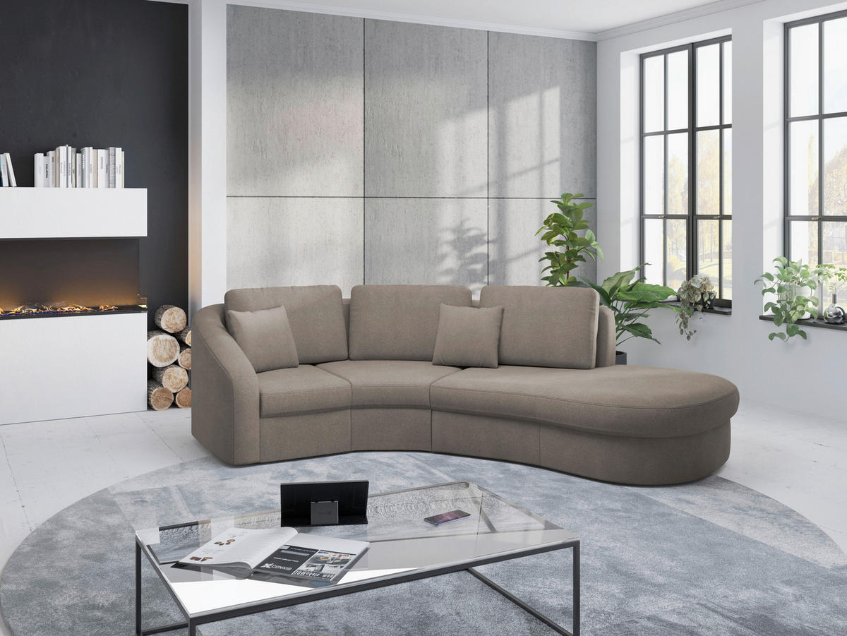 ECKSOFA Mikrofaser Braun  - Schwarz/Braun, Modern, Kunststoff/Textil (266/230cm) - Sit & More