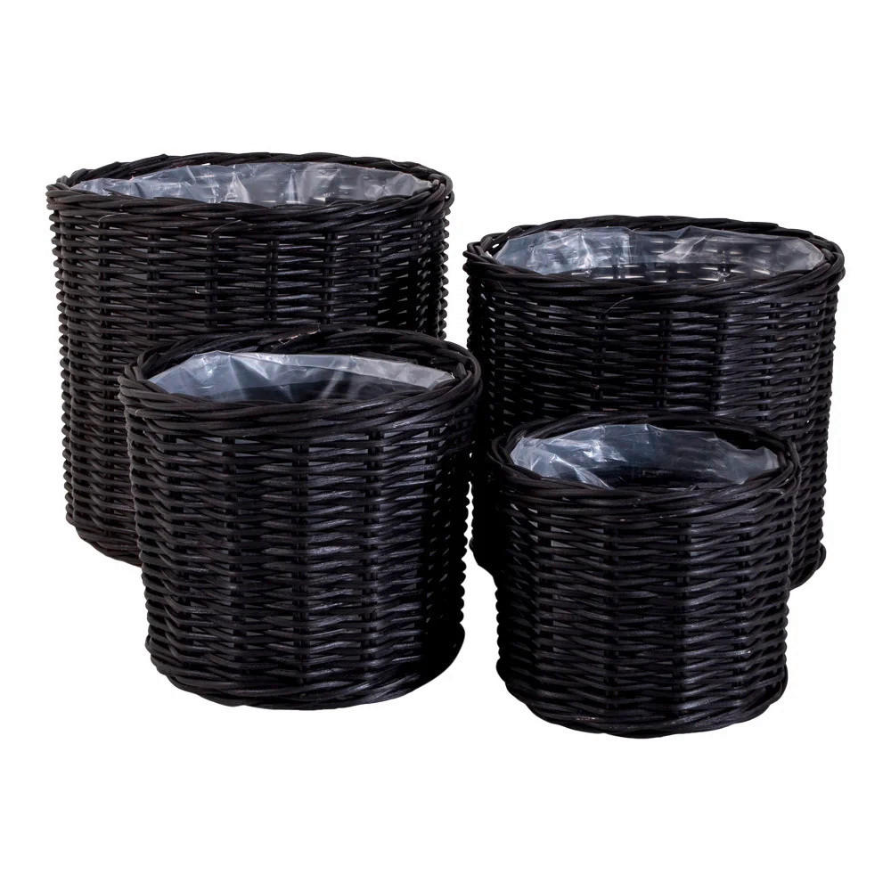 KORBSET 4-teilig  - Klar/Schwarz, Basics, Holz/Kunststoff (40/35/40cm)
