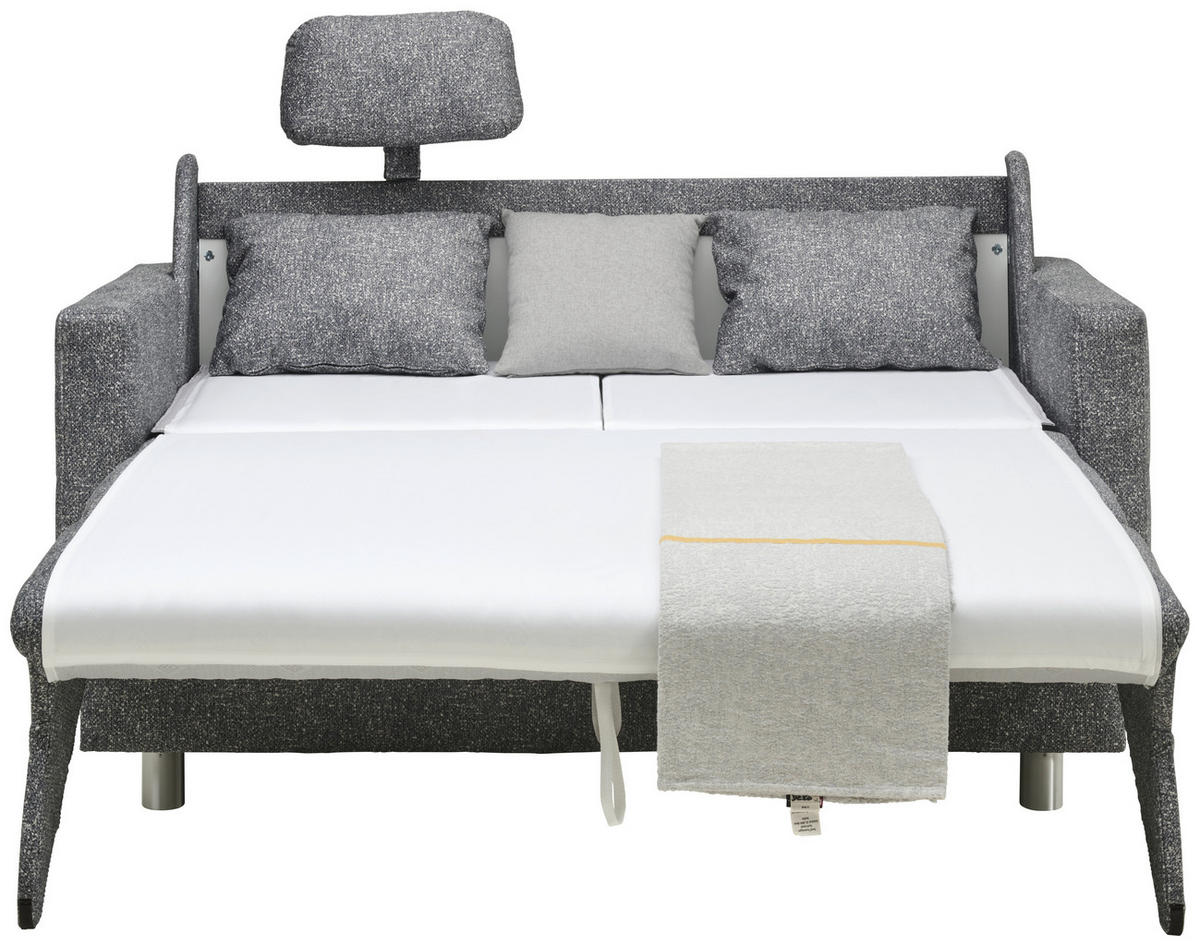 SCHLAFSOFA  in Mikrofaser Grau  - Alufarben/Grau, KONVENTIONELL, Kunststoff/Textil (176/88/91cm) - Sedda