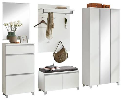GARDEROBE 6-teilig in 270/195/40 cm - Silberfarben/Weiß, Design, Holzwerkstoff (270/195/40cm)