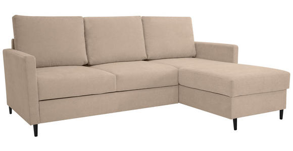 ECKSOFA Hellbraun Chenille - Hellbraun/Schwarz, KONVENTIONELL, Holz/Textil (159/221cm) - Carryhome