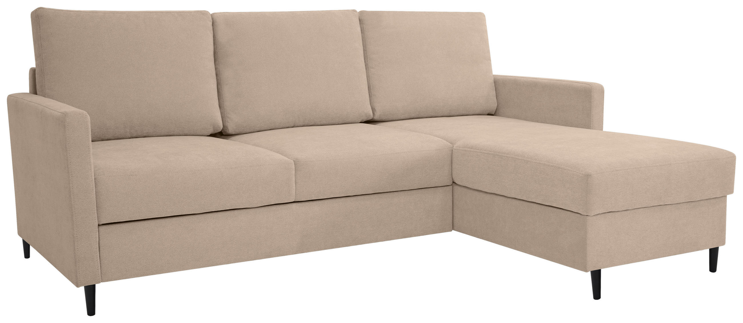 ECKSOFA Hellbraun Chenille  - Hellbraun/Schwarz, KONVENTIONELL, Holz/Textil (159/221cm) - Carryhome