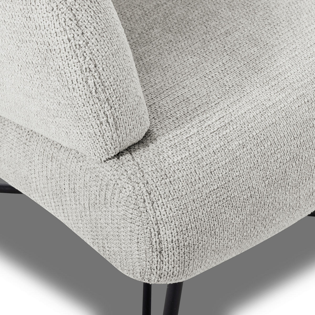 SESSELSET in Chenille Weiß  - Schwarz/Weiß, Design, Textil/Metall (67/87/74cm) - Livetastic