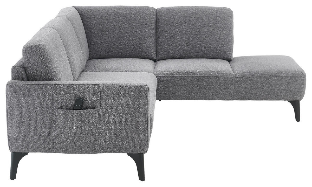 ECKSOFA Mikrofaser Grau  - Schwarz/Grau, Design, Textil/Metall (255/218cm) - Elegando