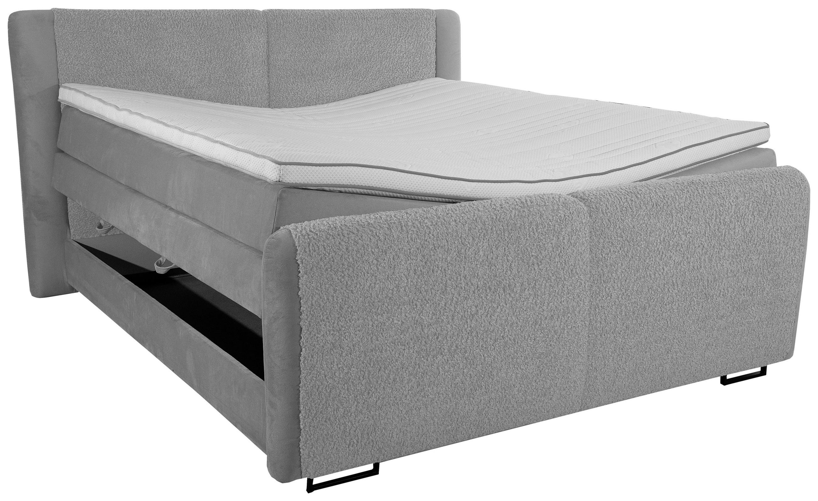 BOXSPRINGBETT 180/200 cm  in Grau  - Schwarz/Grau, MODERN, Textil/Metall (180/200cm) - MID.YOU