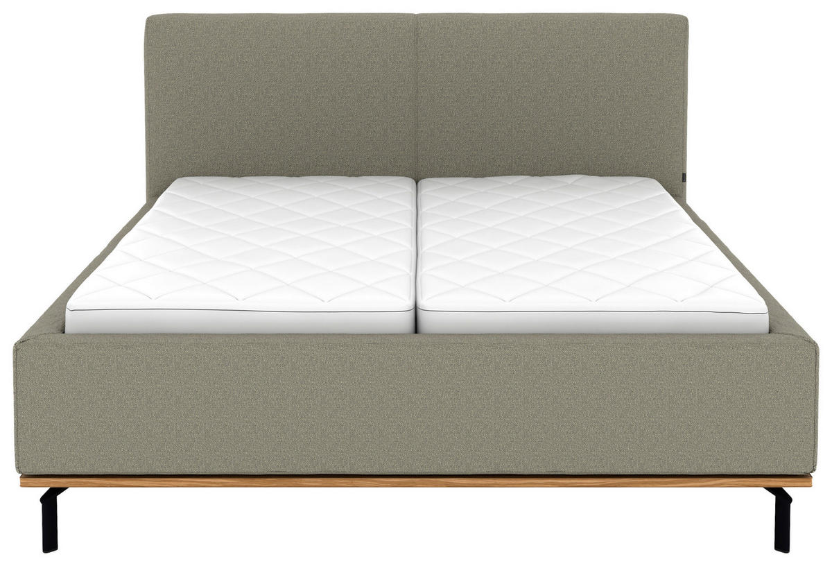 POLSTERBETT Matratze, Lattenrost, Bettkasten 180/200 cm  in Hellgrau  - Hellgrau/Graphitfarben, Design, Holz/Textil (180/200cm) - Musterring