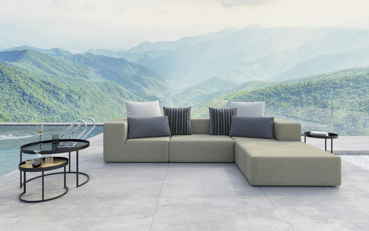 LOUNGESOFA  - Taupe/Multicolor, Design, Textil (220/330cm) - Livetastic
