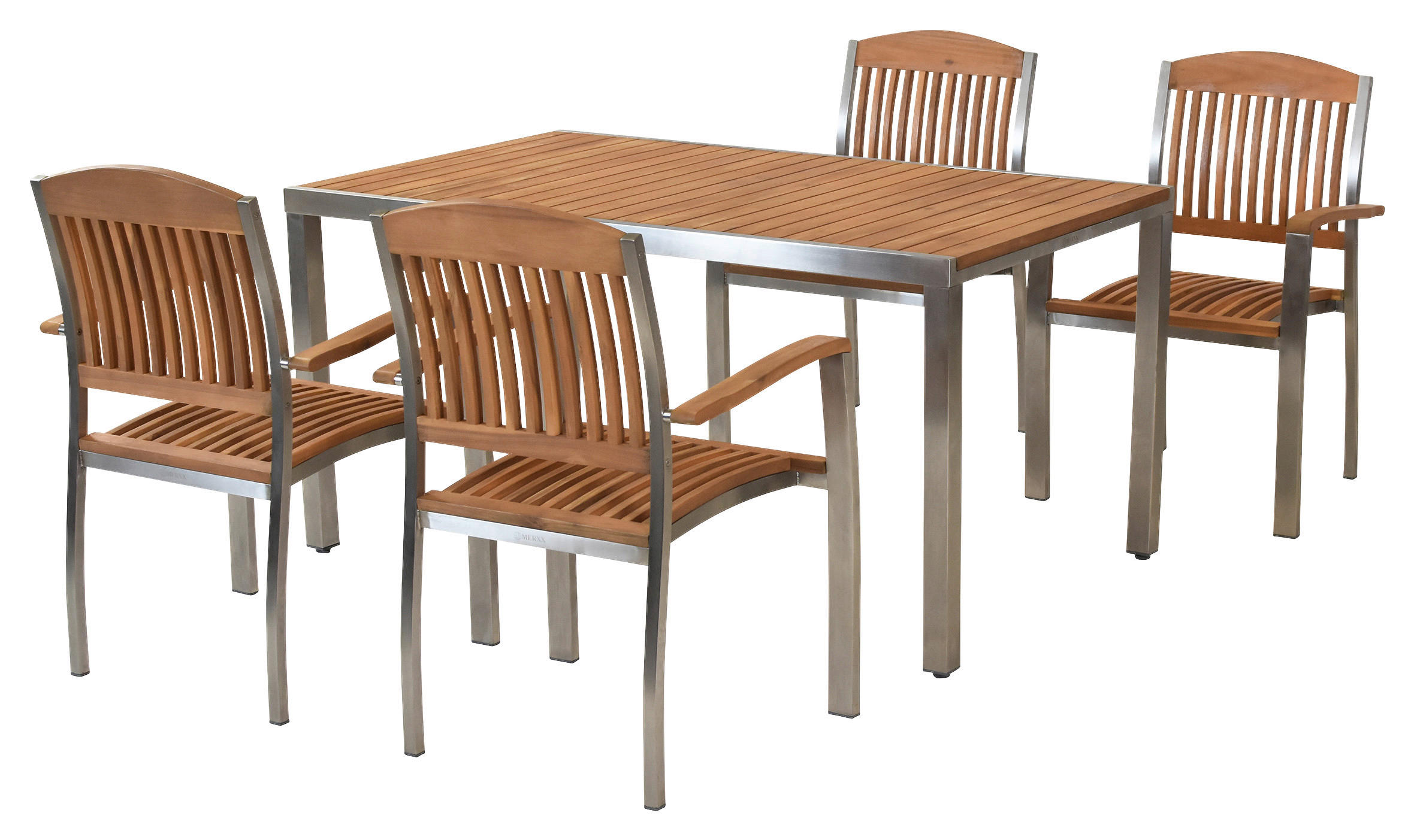 GARTENSET 5-teilig  - Silberfarben/Naturfarben, MODERN, Holz/Metall - Gardenson