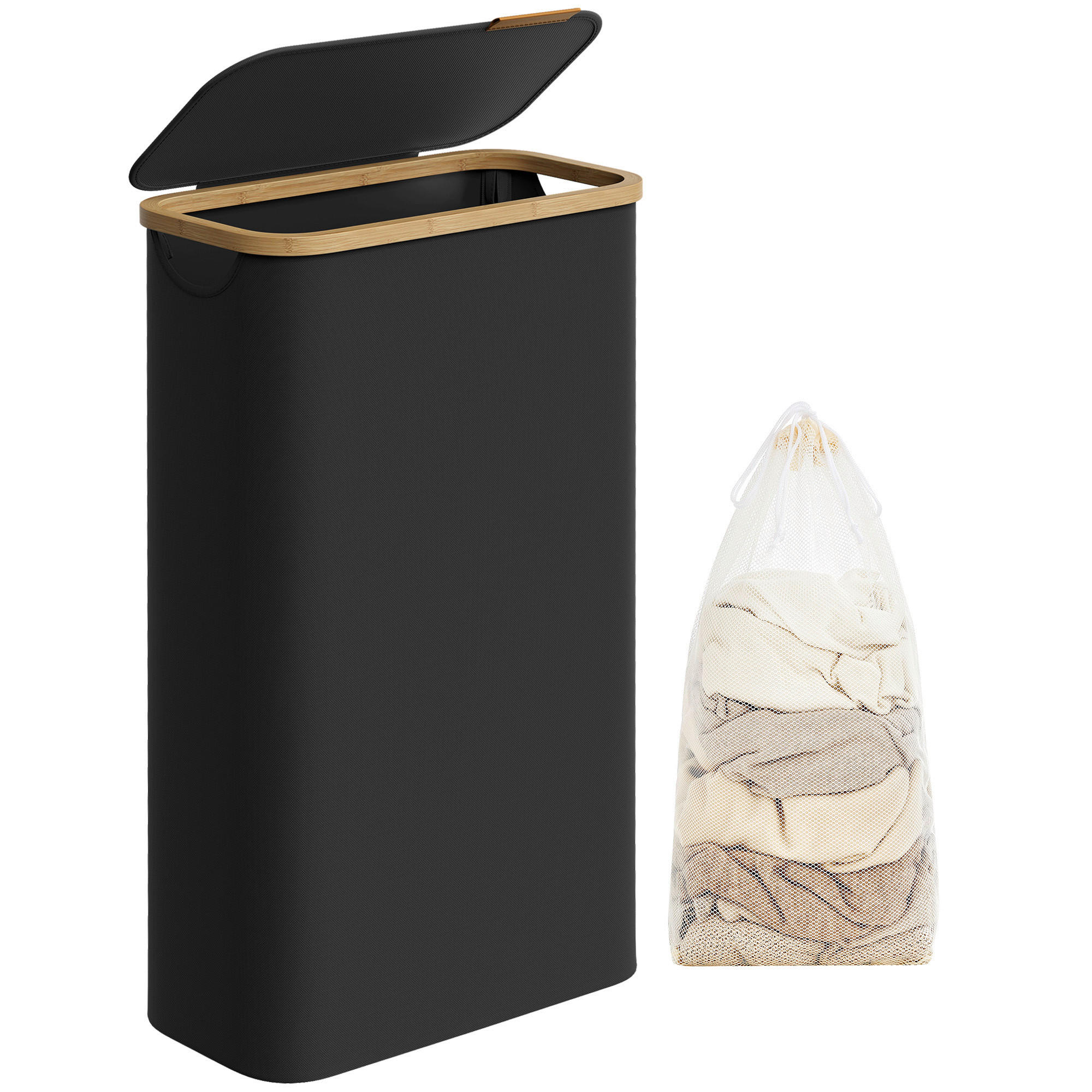 WÄSCHEKORB - Schwarz, Trend, Naturmaterialien/Kunststoff (42/70,5/22,5cm) - Boxxx