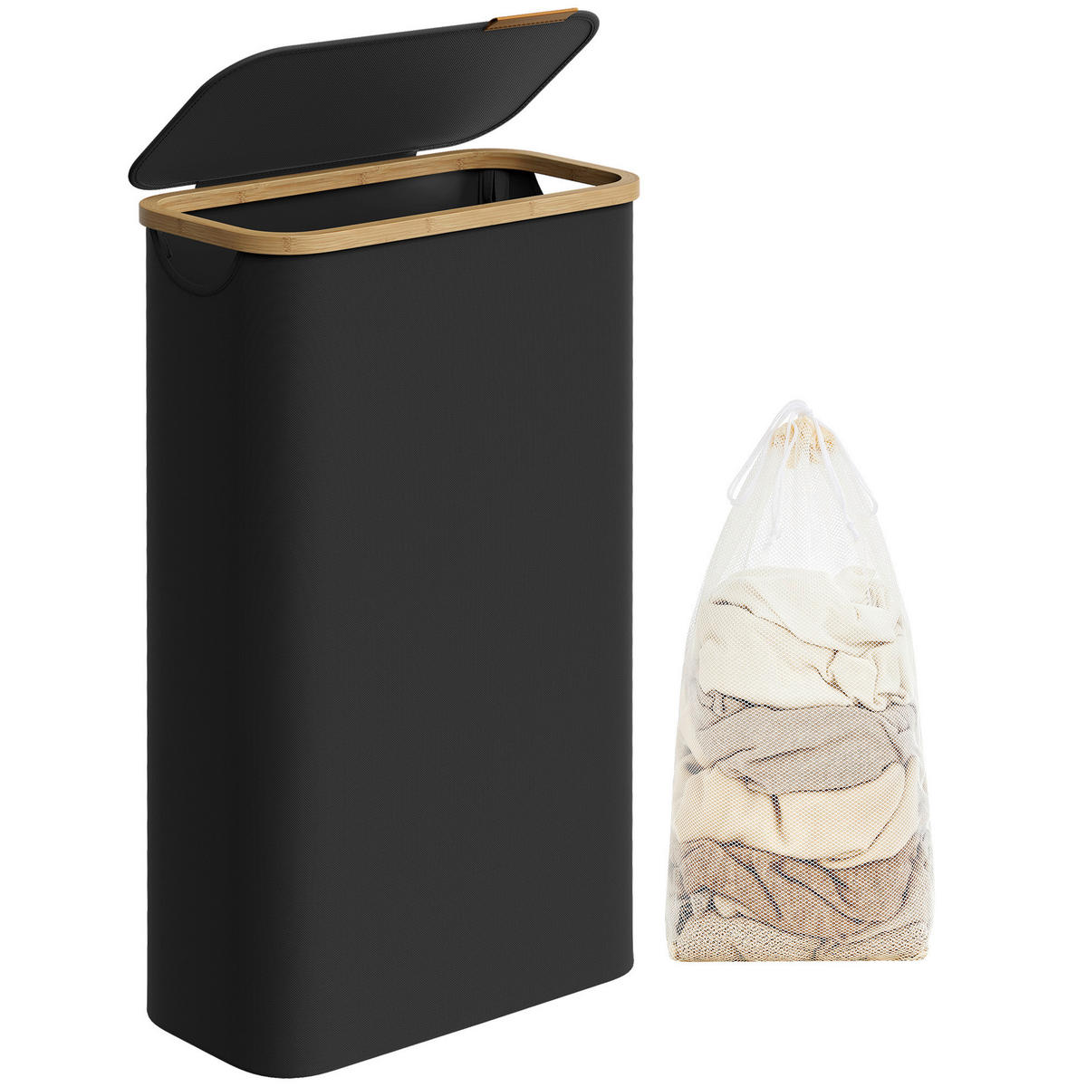 WÄSCHEKORB - Schwarz, Trend, Naturmaterialien/Kunststoff (42/70,5/22,5cm) - Boxxx