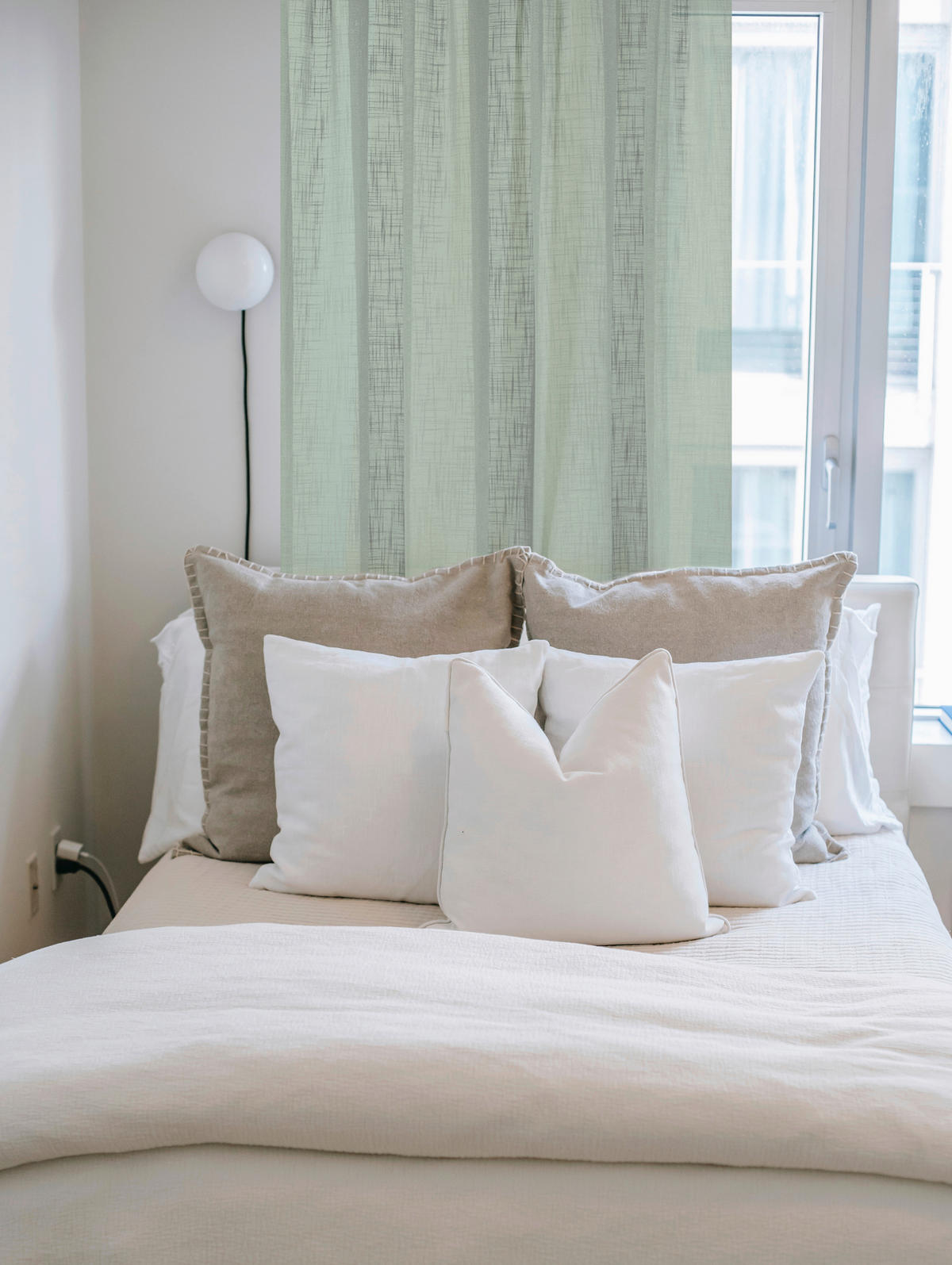 FERTIGVORHANG  halbtransparent  140/245 cm   - Salbeigrün, Basics, Textil (140/245cm)