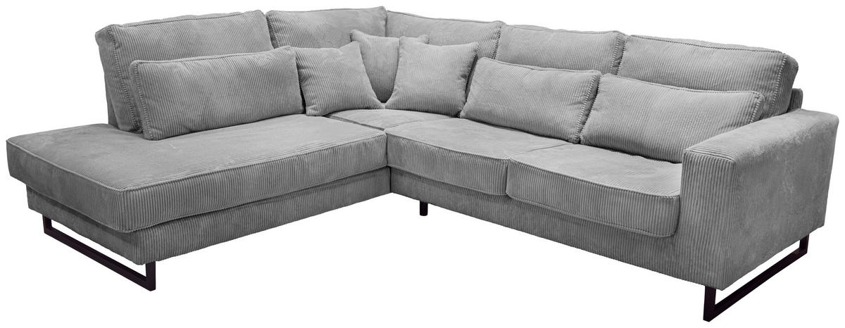 ECKSOFA ICON Hellgrau Cord Zierkissen, Rückenkissen, Nierenkissen  - Hellgrau/Schwarz, KONVENTIONELL, Textil/Metall (284/253cm) - Livetastic