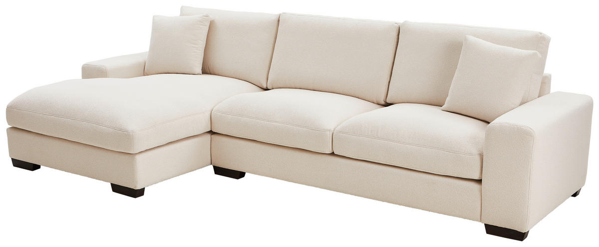 ECKSOFA Creme Bouclé  - Wengefarben/Creme, KONVENTIONELL, Holz/Textil (169/342cm) - Carryhome