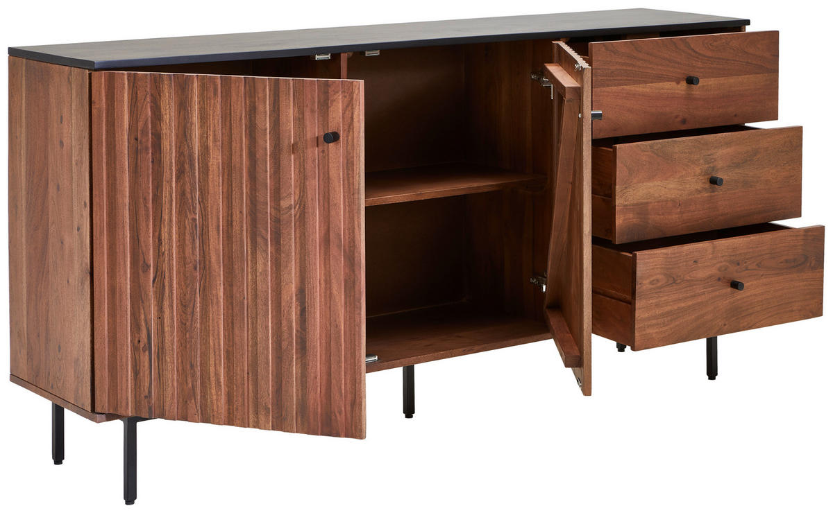 SIDEBOARD  in 170/85/40 cm  - Walnussfarben/Schwarz, LIFESTYLE, Holz/Holzwerkstoff (170/85/40cm) - MID.YOU