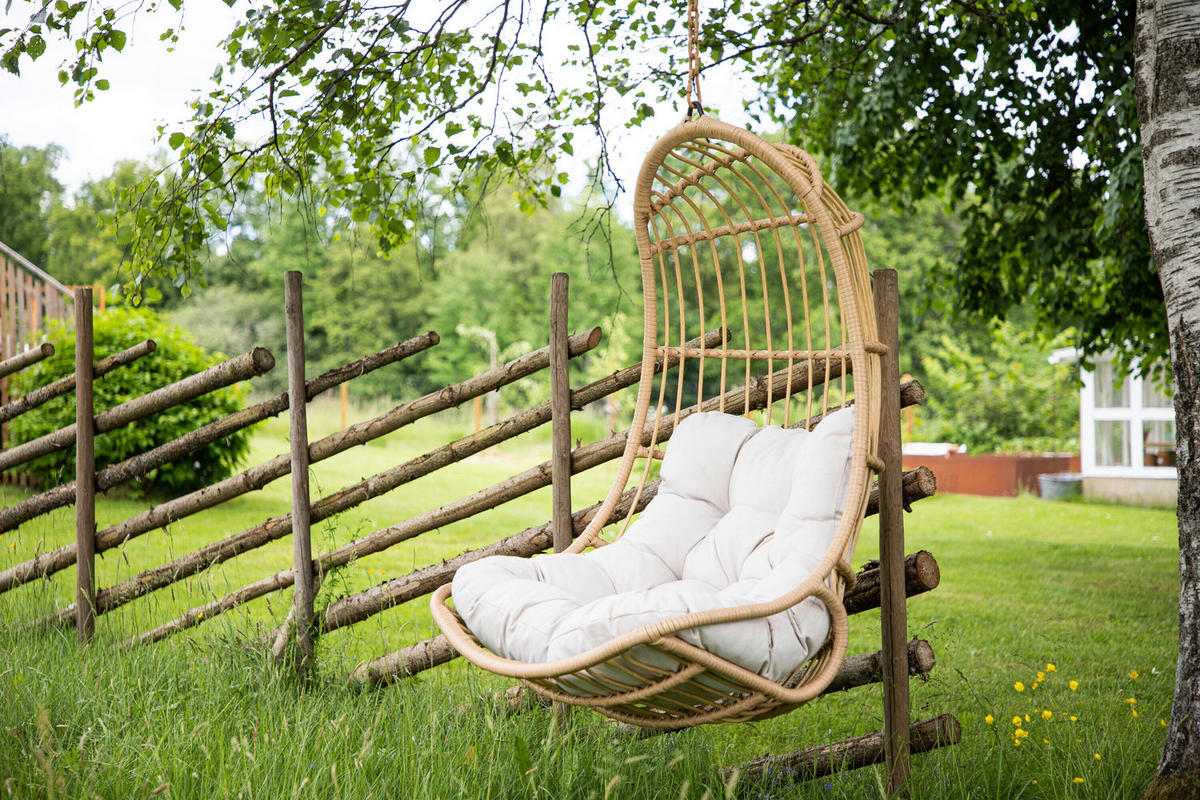 HÄNGESESSEL 80/120/70 cm  - Naturfarben/Weiß, MODERN, Holz/Textil (80/120/70cm) - Gardenson