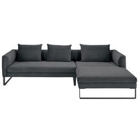 ECKSOFA Anthrazit Feincord  - Anthrazit/Schwarz, KONVENTIONELL, Textil/Metall (284/178cm) - Hom`in
