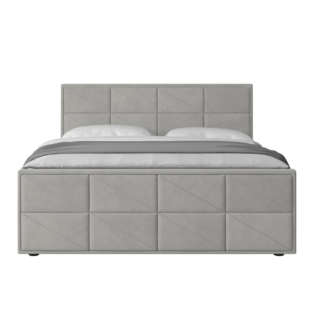 BOXSPRINGBETT 180/200 cm  in Hellgrau  - Hellgrau/Schwarz, Modern, Karton/Holzwerkstoff (180/200cm) - MID.YOU
