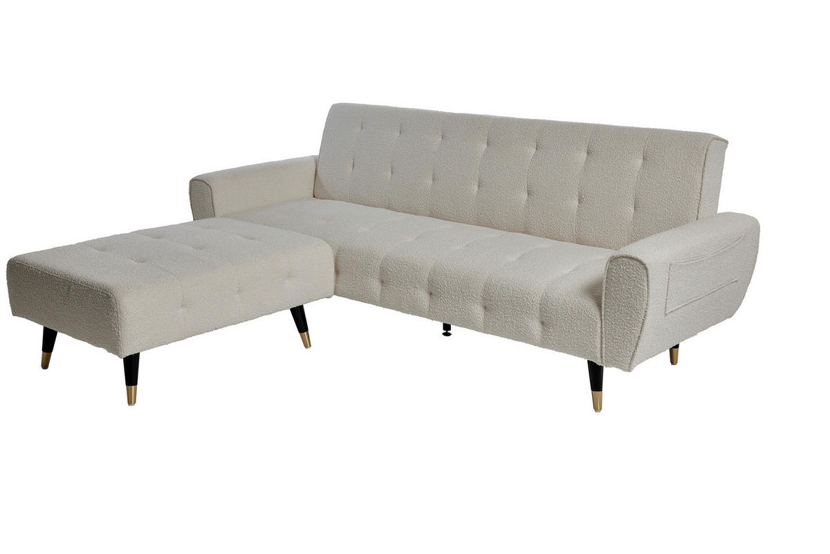 SCHLAFSOFA Bouclé Weiß  - Weiß, MODERN, Holz/Textil (213/83/153/173cm) - MID.YOU