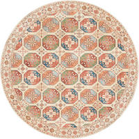 VINTAGE-TEPPICH 200 cm Living Bathian Creme, Terracotta, Graublau rund  - Graublau/Terracotta, LIFESTYLE, Kunststoff/Textil (200cm) - Lindorug