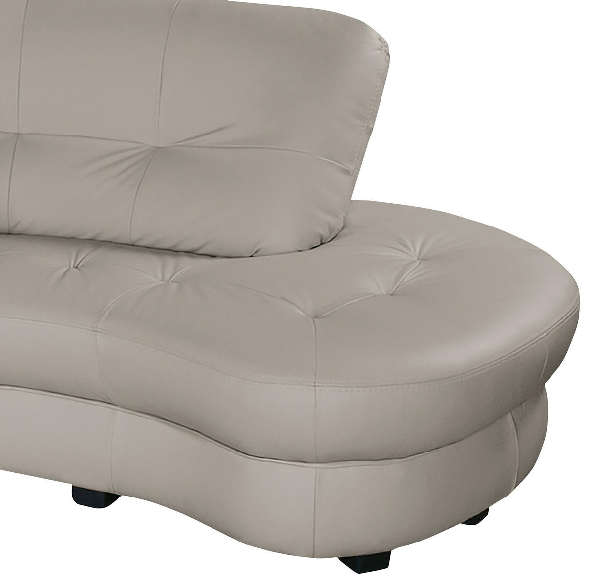 ECKSOFA Hellgrau Echtleder Lederlook  - Hellgrau/Schwarz, Design, Leder/Kunststoff (300/113cm) - Livetastic