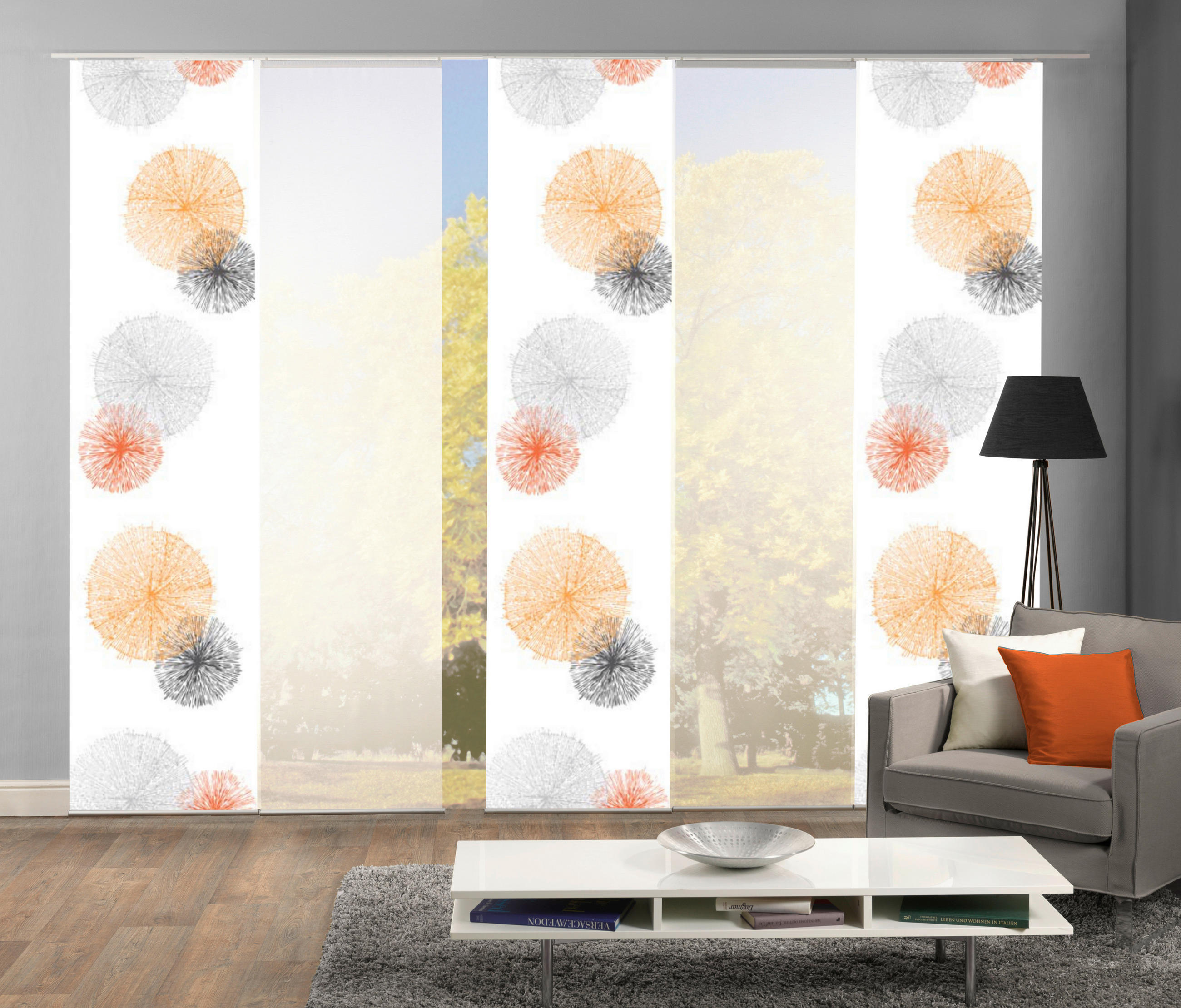 Flächenvorhang 5-Tlg. Rawlins B: 60 cm, Orange