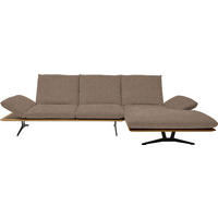 ECKSOFA Formia in Flachgewebe Hellbraun  314/159 cm  - Hellbraun/Schwarz, Design, Holz/Textil (314/159cm) - Dieter Knoll