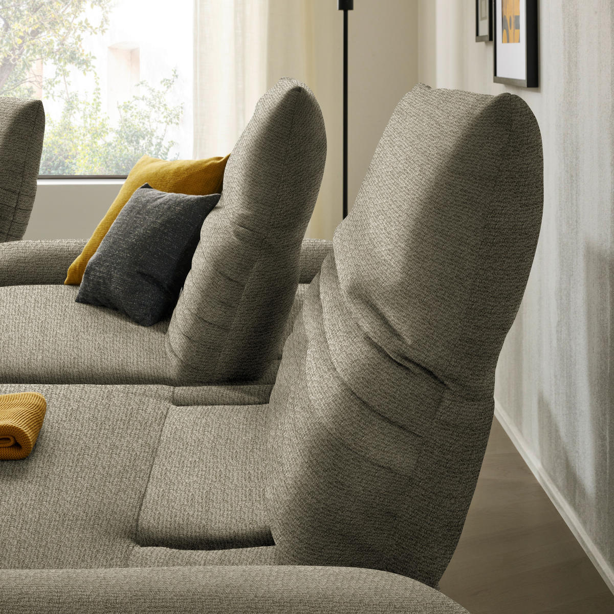 ECKSOFA in Chenille Taupe  280/170-195 cm  - Taupe/Schwarz, Design, Textil/Metall (280/170-195cm) - Dieter Knoll