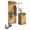 GARDEROBE 3-teilig  in 150/195/37 cm  - Eichefarben/Grau, Design, Glas/Holz (150/195/37cm)