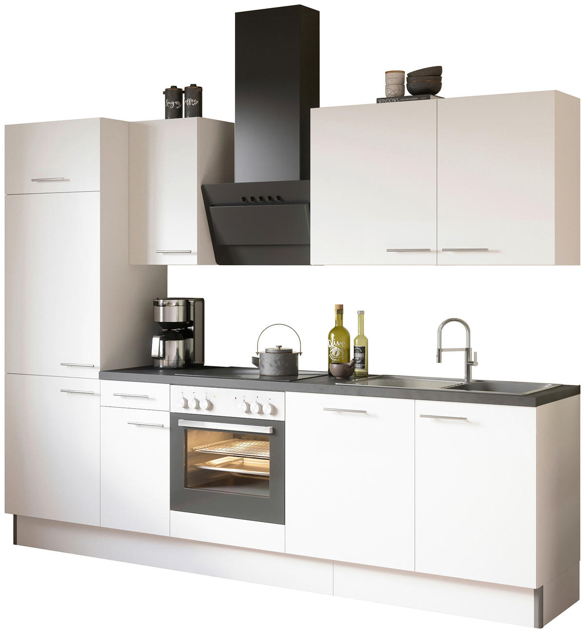 KÜCHENLEERBLOCK 270 cm   in Weiß  - Edelstahlfarben/Anthrazit, Basics, Holzwerkstoff/Metall (270cm) - Optifit