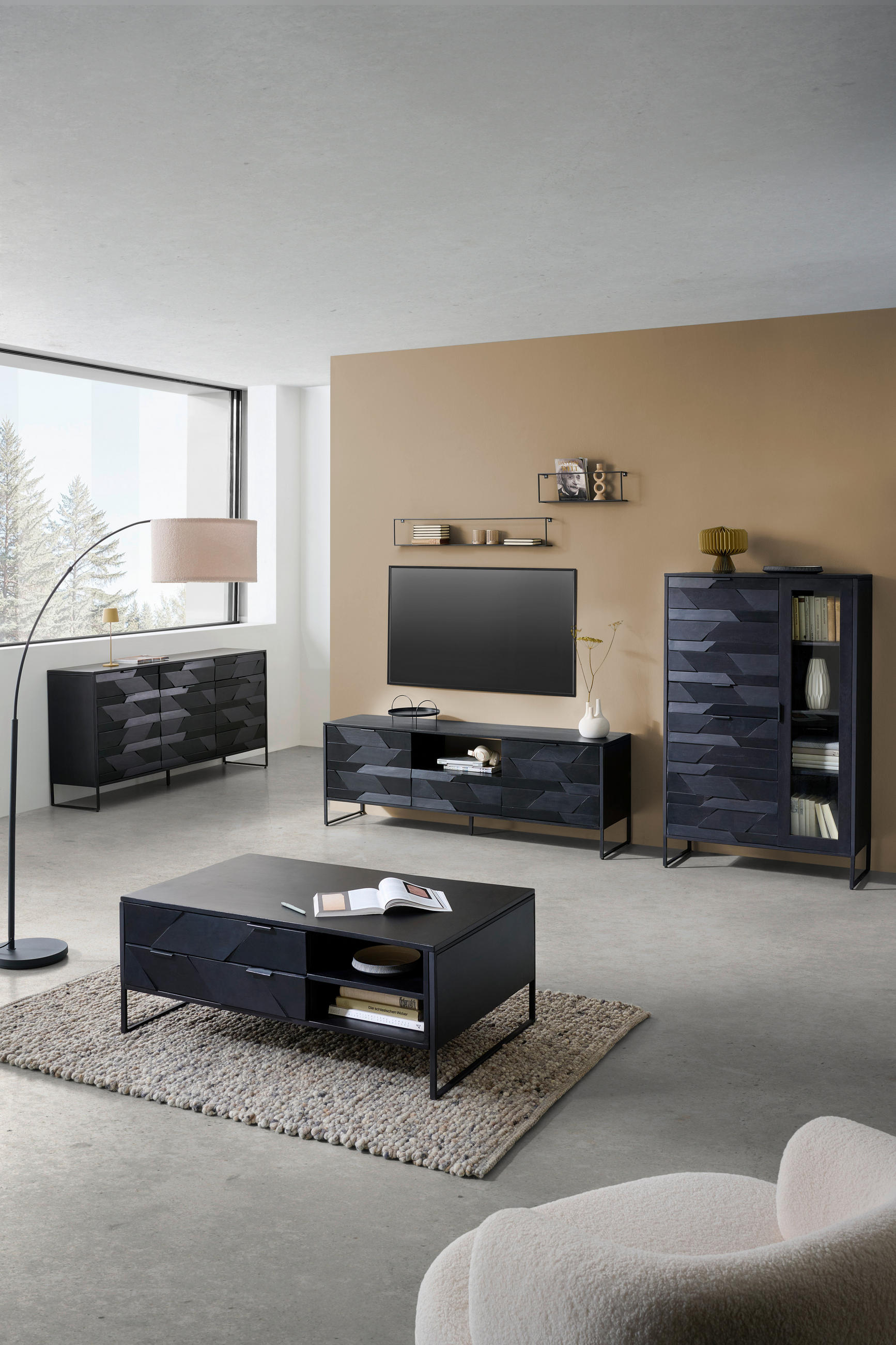 SIDEBOARD  in 175/86/40 cm  - Schwarz, Trend, Holz/Metall (175/86/40cm) - Ambia Home