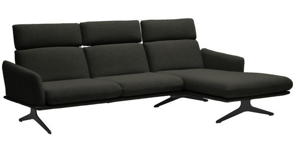 ECKSOFA in Flachgewebe Schwarz  259/152 cm  - Schwarz, Design, Textil/Metall (259/152cm) - Dieter Knoll