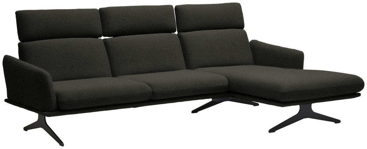 ECKSOFA in Flachgewebe Schwarz  - Schwarz, Design, Textil/Metall (259/152cm) - Dieter Knoll