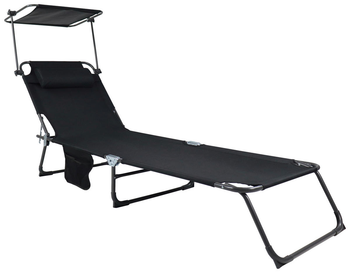 GARTENLIEGE 55/24/185 cm  - Anthrazit/Schwarz, Modern, Kunststoff/Textil (55/24/185cm) - Ambia Garden