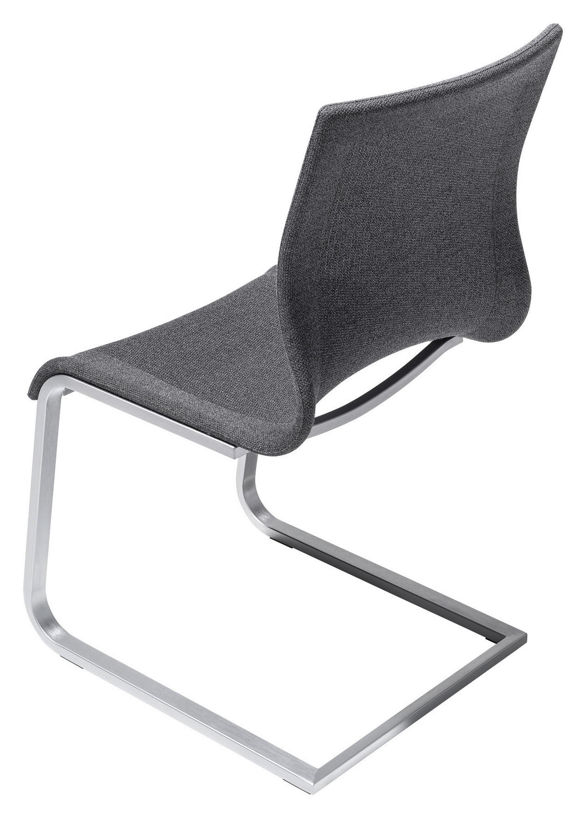 SCHWINGSTUHL  in Stahl Netzbespannung  - Chromfarben/Dunkelgrau, Design, Textil/Metall (47/92/62cm) - Team 7