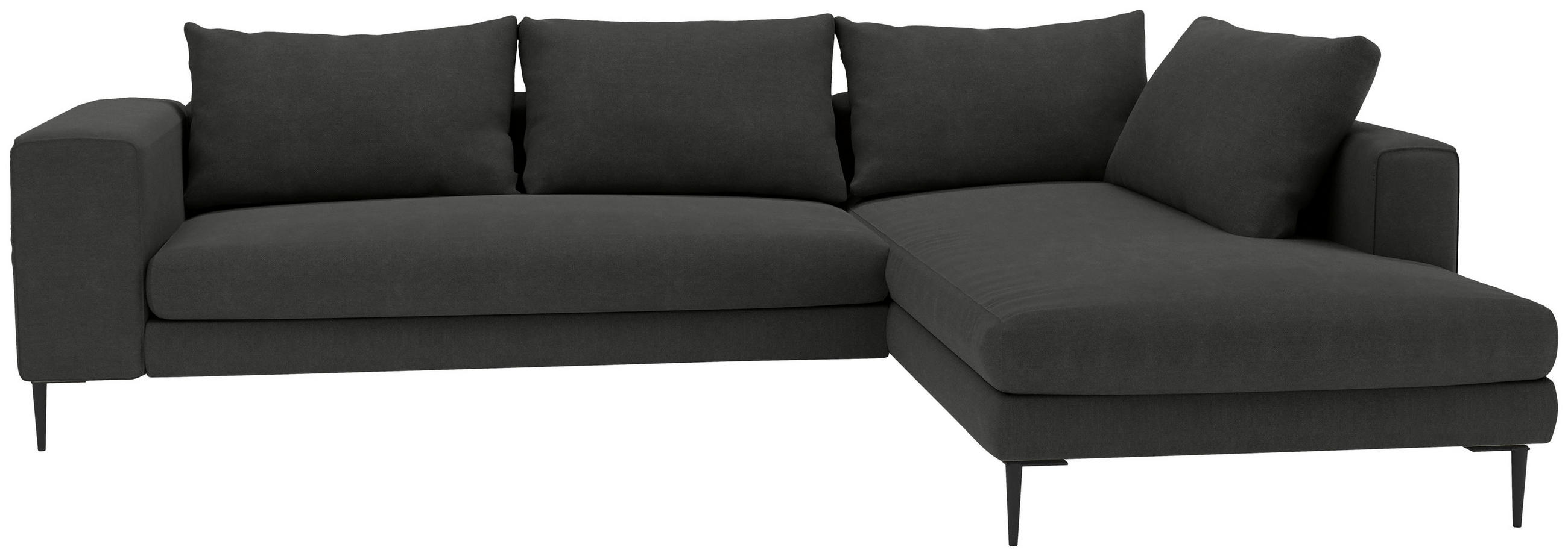 ECKSOFA Graphitfarben Struktur  - Schwarz/Graphitfarben, MODERN, Textil/Metall (295/210cm) - MID.YOU