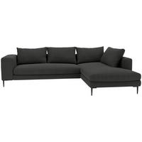 ECKSOFA in Struktur Graphitfarben  - Schwarz/Graphitfarben, Modern, Textil/Metall (295/210cm) - Trendmanufaktur