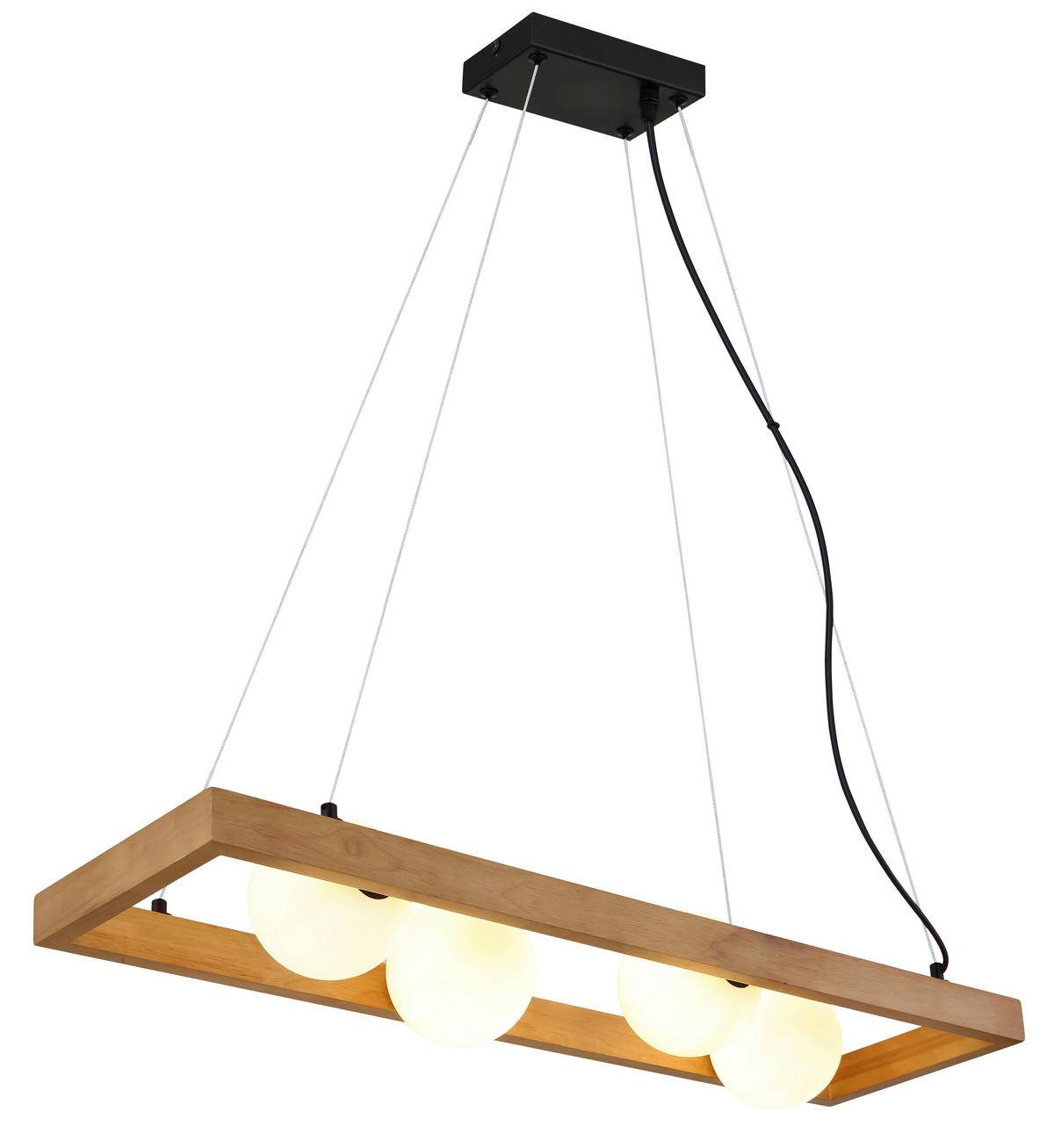HÄNGELEUCHTE 84/24/150 cm  - Schwarz/Braun, Natur, Glas/Holz (84/24/150cm)