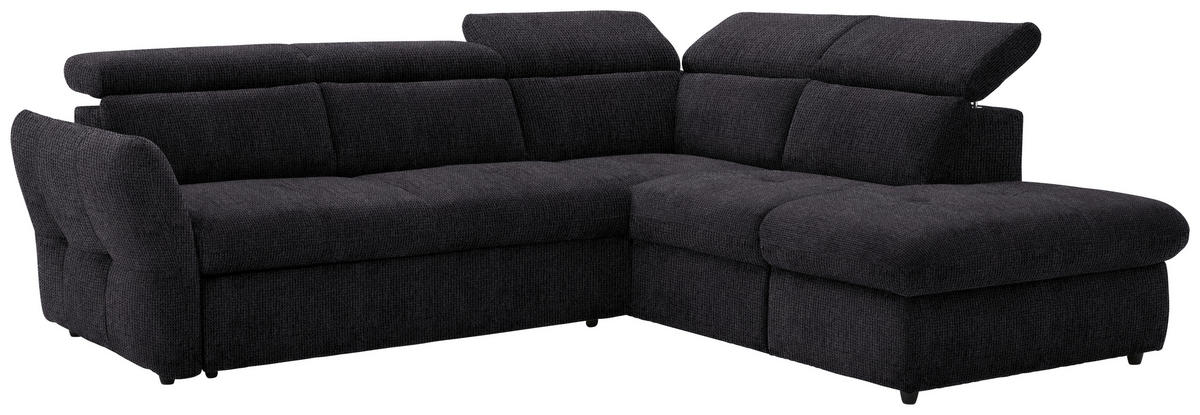 ECKSOFA in Mikrofaser Schwarz  - Schwarz, Design, Kunststoff/Textil (254/224cm) - Livetastic