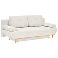 SCHLAFSOFA Flachgewebe Beige Rückenkissen, Armlehnenkissen, Bettkasten, Schlaffunktion, Rücken echt  - Beige/Naturfarben, Design, Holz/Textil (200/71/95cm) - Novel