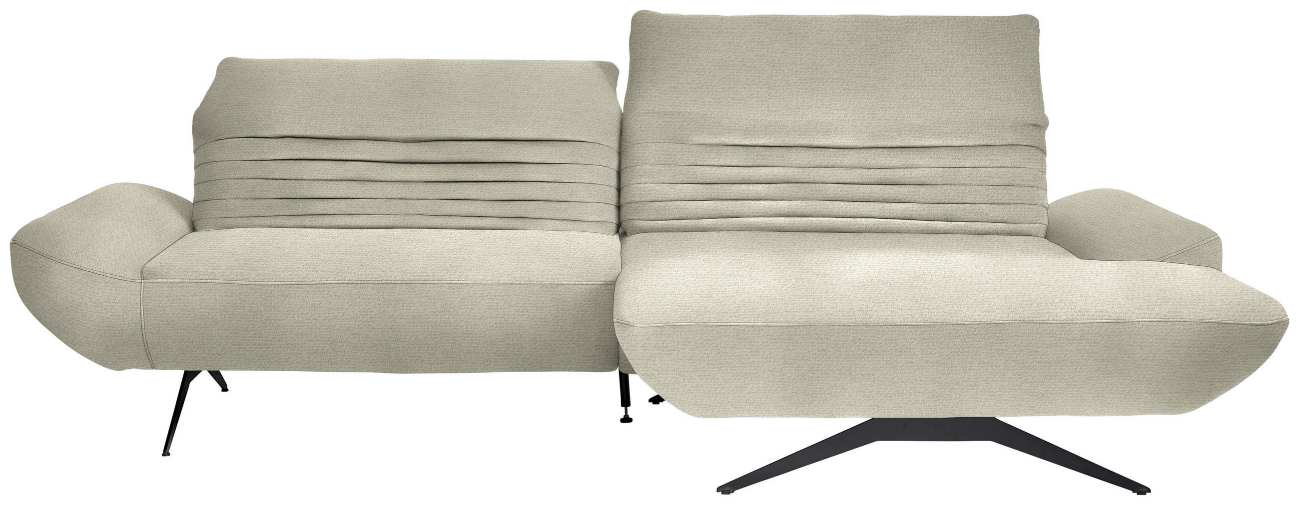 ECKSOFA in Chenille Beige  280/170-195 cm  - Beige/Schwarz, Design, Textil/Metall (280/170-195cm) - Dieter Knoll