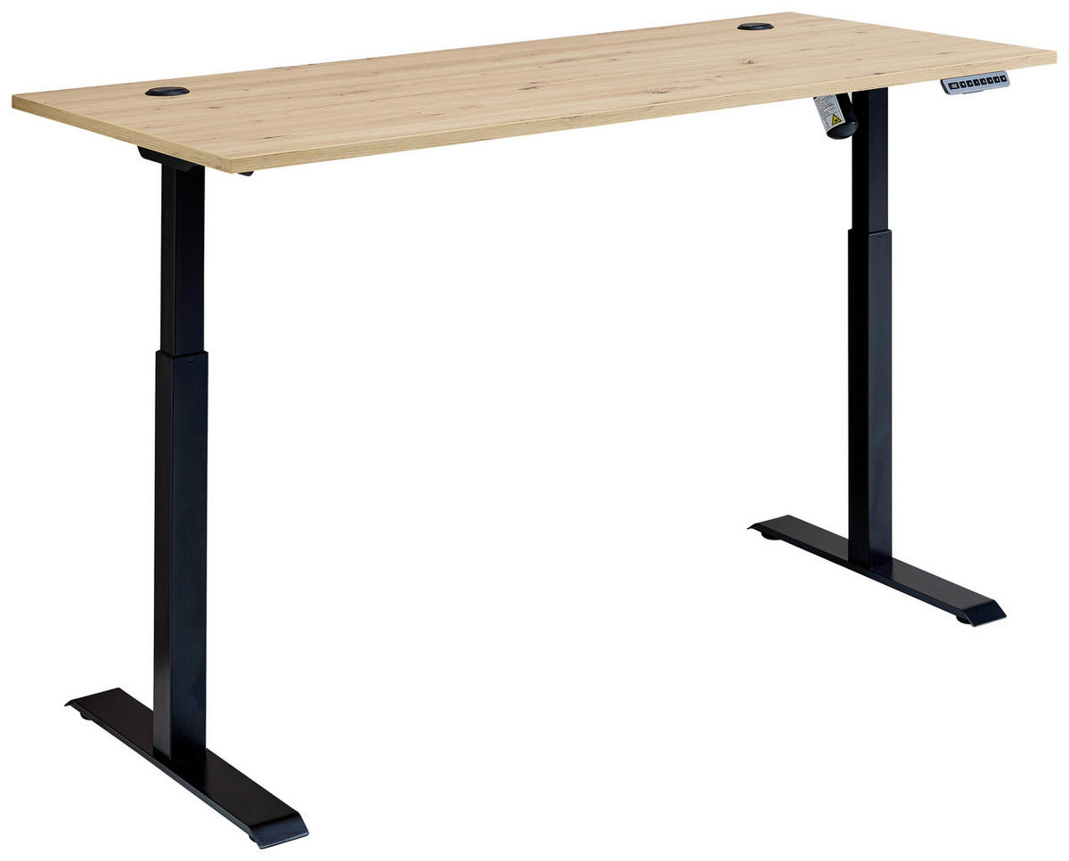 SCHREIBTISCH 160/77/72 cm  in Schwarz, Eiche Artisan  - Schwarz/Eiche Artisan, MODERN, Holzwerkstoff/Metall (160/77/72cm) - MID.YOU