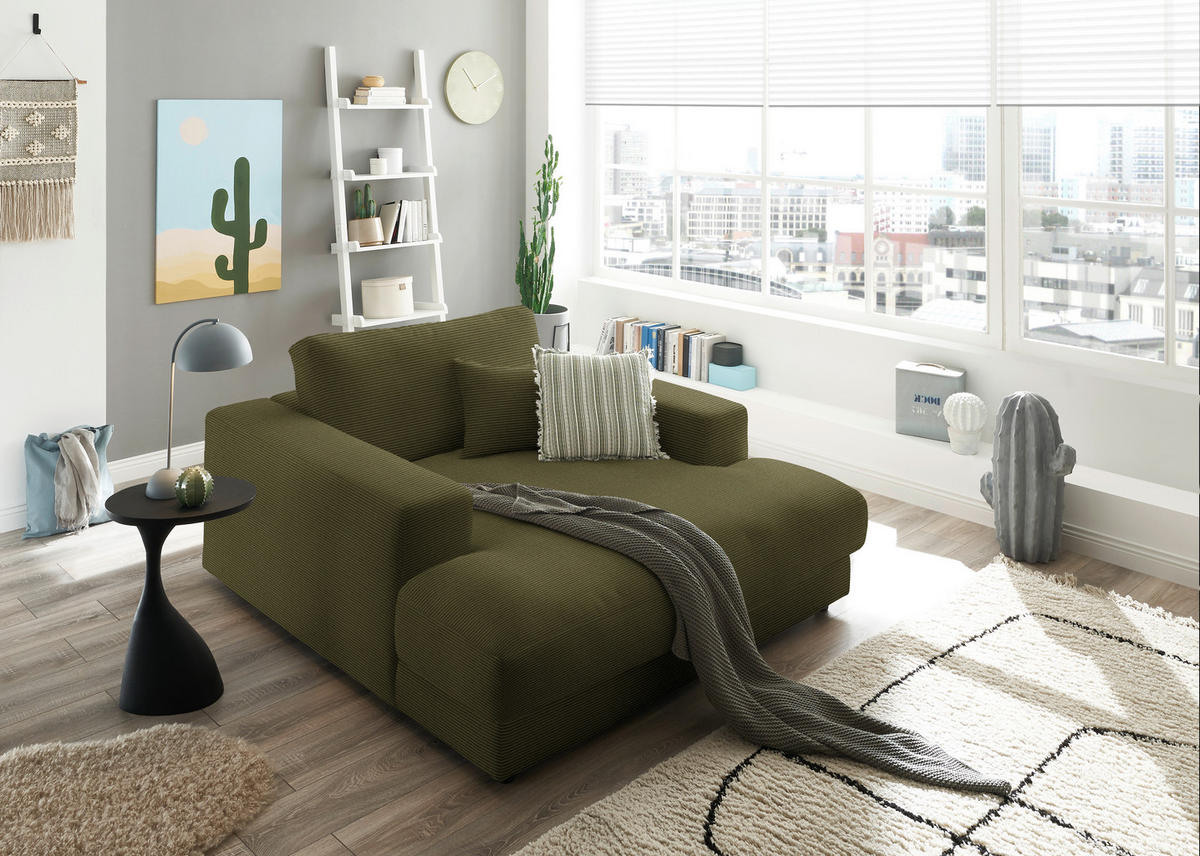 XXL-SESSEL in Feincord Dunkelgrün  - Dunkelgrün/Schwarz, Design, Kunststoff/Textil (150/86/170cm) - Lomoco