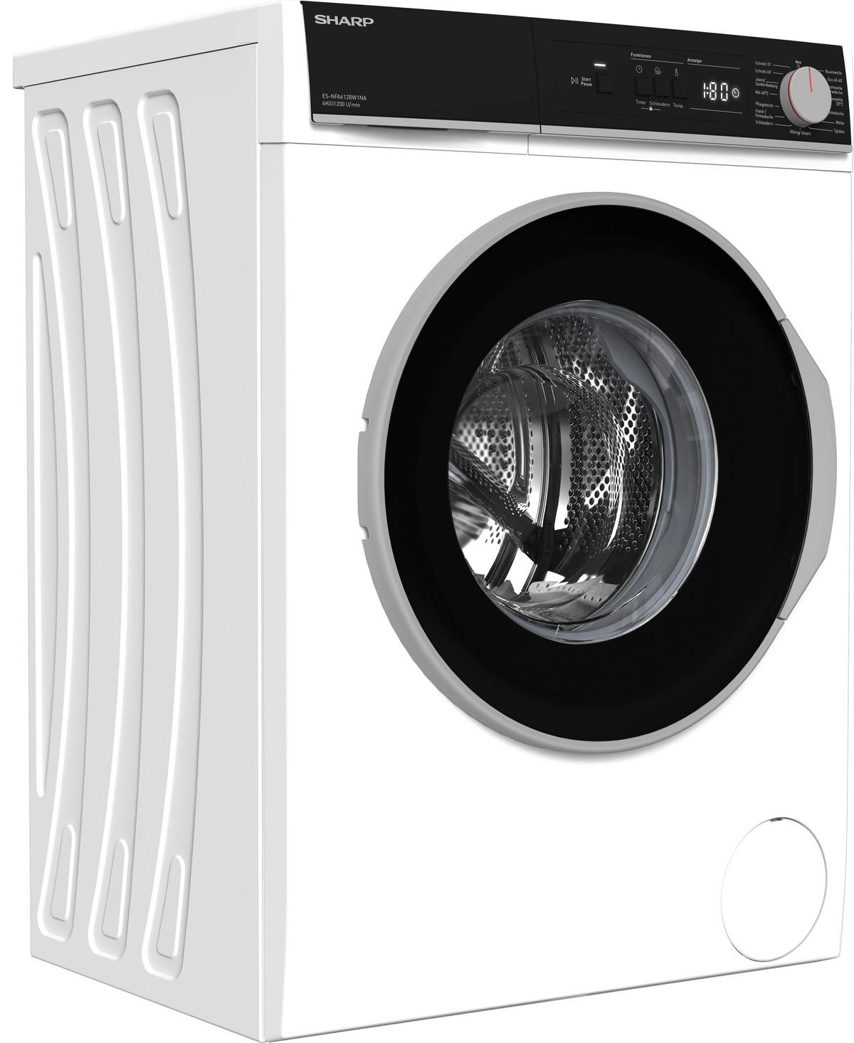WASCHMASCHINE ES-NFA612BW1NA-DE  - Weiß, Basics, Glas/Kunststoff (59.7/84.5/49.7cm) - Sharp