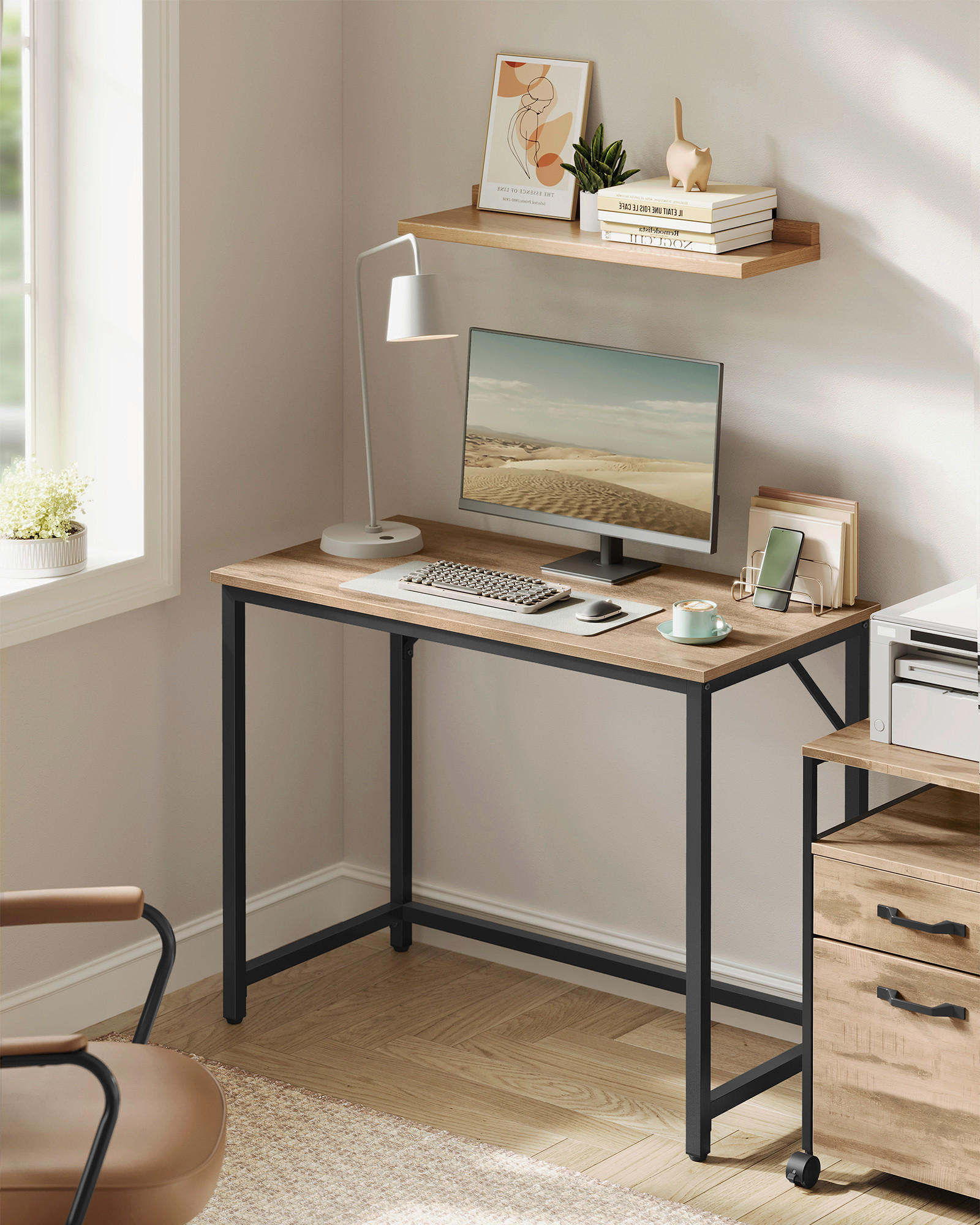 PC STÔL, hnedá, čierna, 100/50/76 cm - hnedá/čierna, Basics, kov/kompozitné drevo (100/50/76cm) - Boxxx