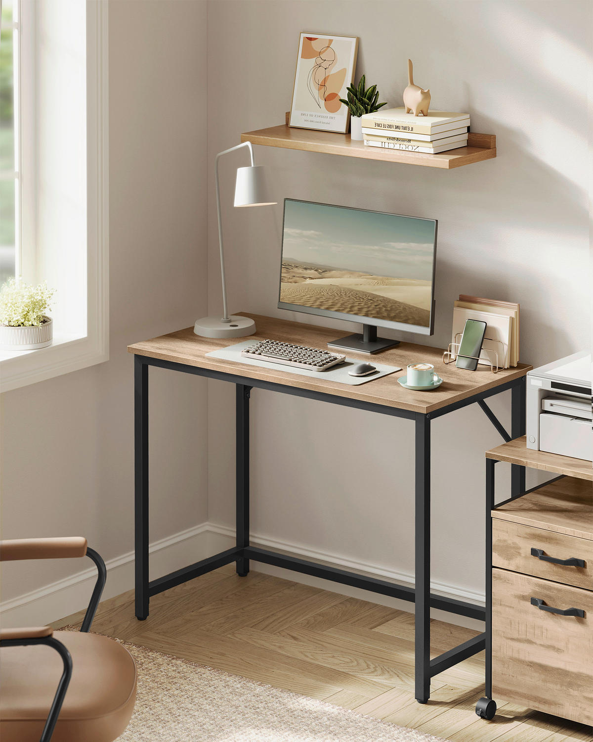 PC STÔL, hnedá, čierna, 100/50/76 cm - hnedá/čierna, Basics, kov/kompozitné drevo (100/50/76cm) - Boxxx