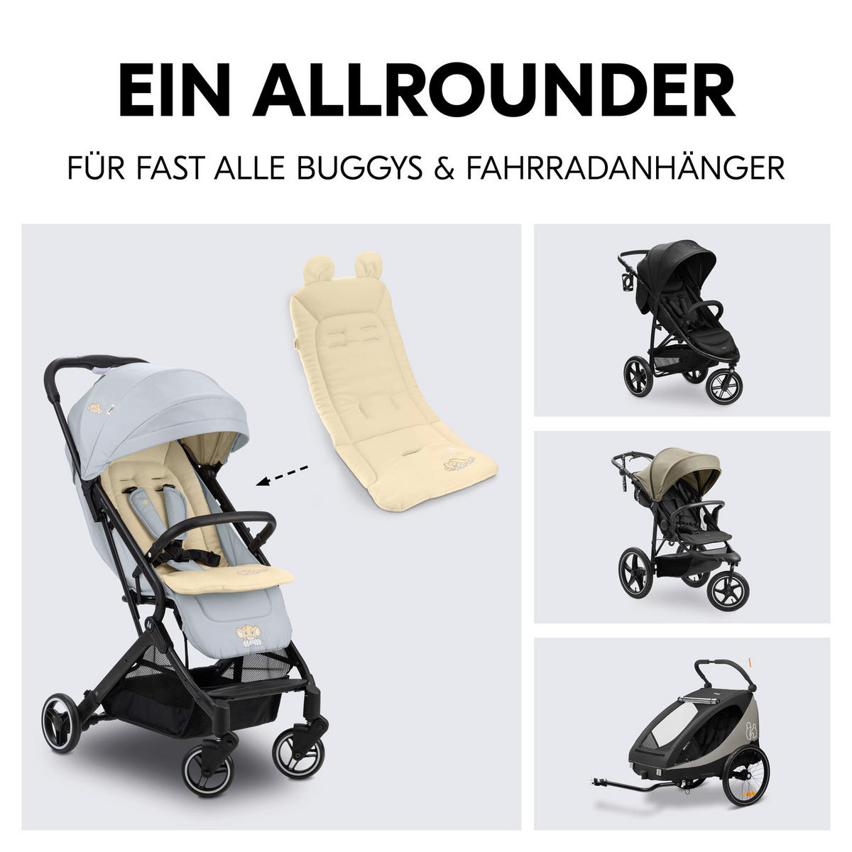 KINDERWAGENEINLAGE - Beige, Basics, Kunststoff/Textil (70/37/3cm) - Hauck