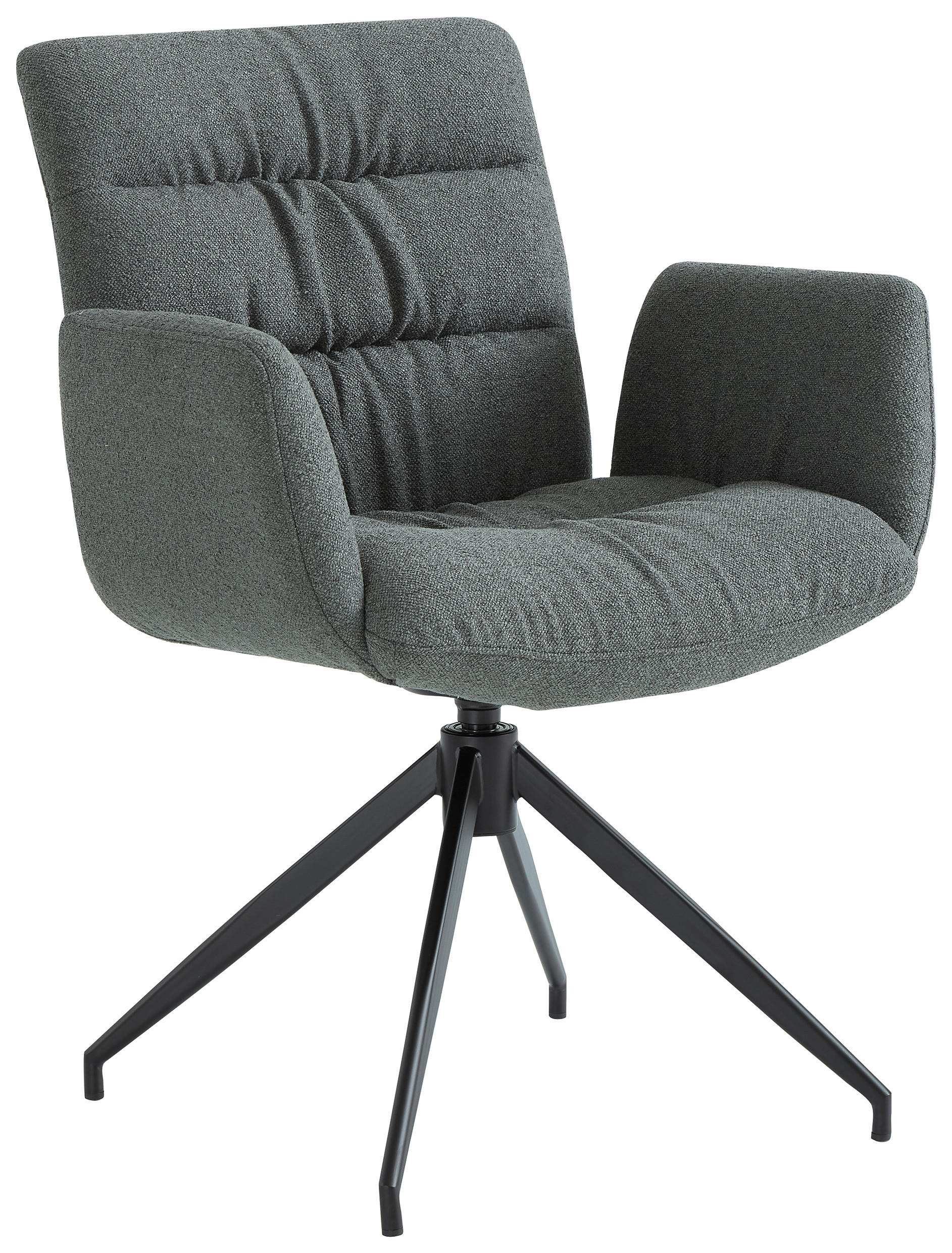 ARMLEHNSTUHL  Sitzfläche 360° drehbar Leinenoptik  Grün, Schwarz  - Schwarz/Grün, Design, Textil/Metall (62/86/65cm) - Dieter Knoll